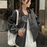 Kort, oversized bikerjakke