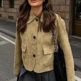 Vintage ruskindsjakke med revers