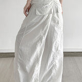 Hvide cargobukser med vide ben og snøre