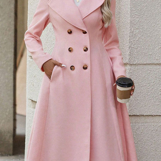 Trapezformet dobbeltradet frakke