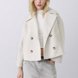 Oversized jakke med revers i en uldblanding