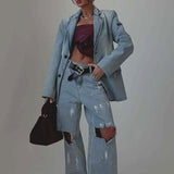 Jeans med brede ben og graffitiprint