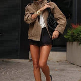 Retro kort ruskindsjakke