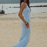 Sexet og skinnende ærmeløs, rygløs bodycon maxikjole