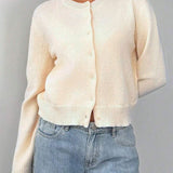 Let cardigan med rund hals og knapper