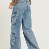 Vintage falmede cargojeans med vide ben