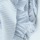 Sæt med stribet langærmet skjorte og højtaljet miniskørt med bindebånd foran