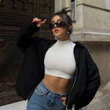 Sweatshirtjakke med lynlås og opretstående krave