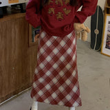 Vintage højtaljet trapeznederdel med slids