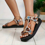 Damesandaler - Komfortabel flad sål - Justerbare stropper - Geometrisk mønster