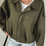 pilotjakke med ruskindslook-krave med hak