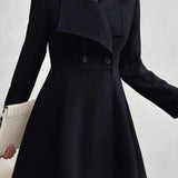 Lang uldfrakke med bælte