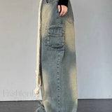 Jeans med vide ben og hjertemønster