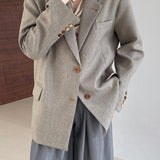 Oversized spættet blazer med knæ