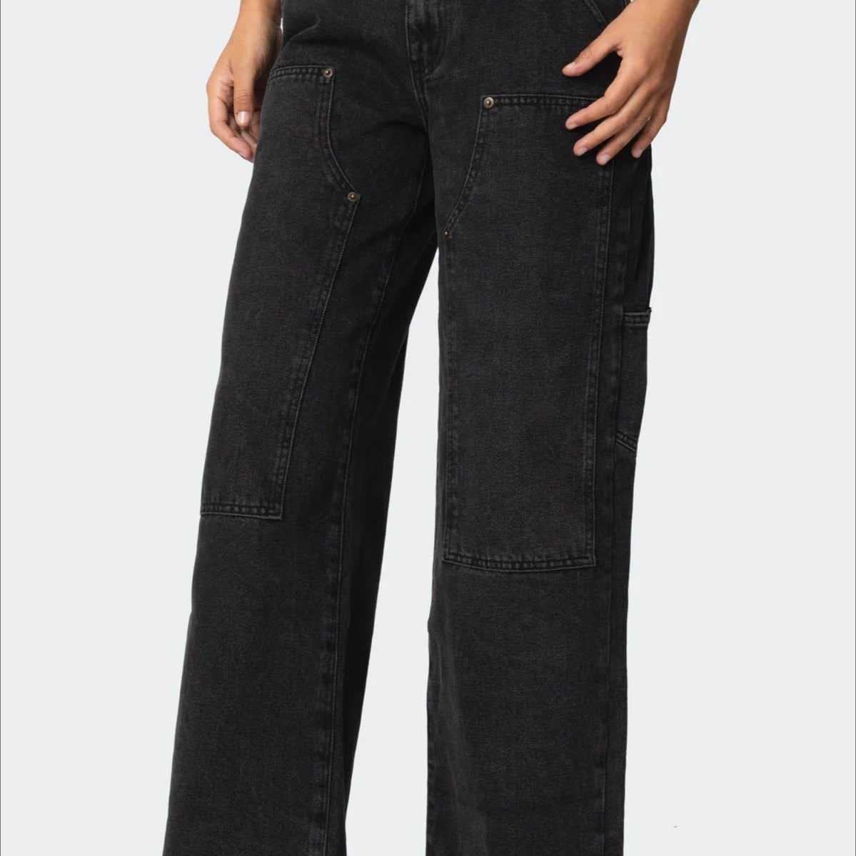 Oversized, falmede cargojeans med mellemhøj talje og lige ben