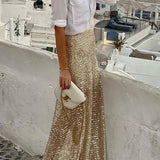 Højtaljet maxinederdel med pailletter