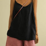 Dametop - 100% let hør - Tynde stropper - Åndbar Løs pasform