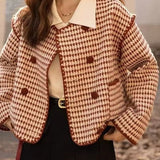 Kort houndstooth-tweedjakke