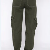 Trendy cargobukser med lige ben og flere lommer