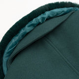 Grøn uldjakke med aftagelig pelskrave