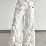 Hvide cargobukser med vide ben og snøre