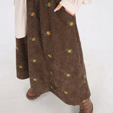 Trykt corduroy trapeznederdel