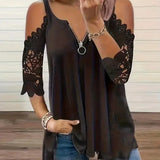 Lotte - Bluse med lynlåslukning og usædvanlige skuldre