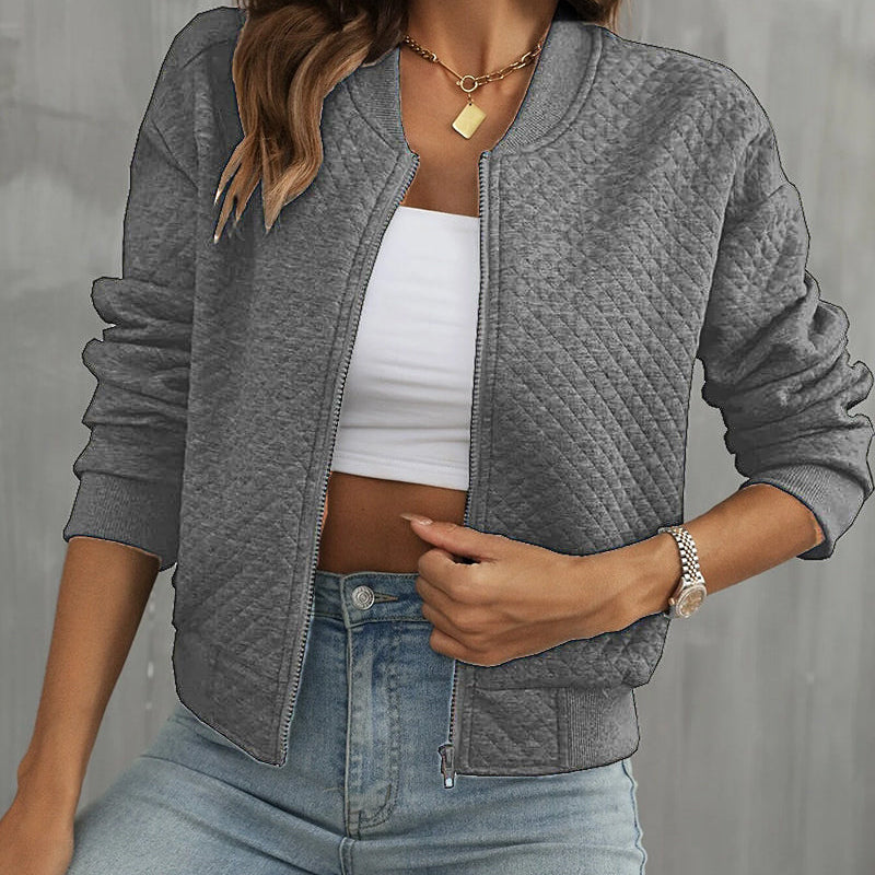 Damebomberjakke – Kort snit – Quiltet – Lynlåslukning – Ribbet kant