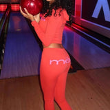 Todelt sæt: cropped hættetrøje med bogstavprint og skinny bukser