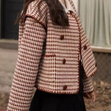 Kort houndstooth-tweedjakke