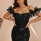 Elegant mini-aftenkjole med pailletter