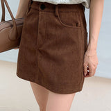 Højtaljet trapeznederdel i corduroy