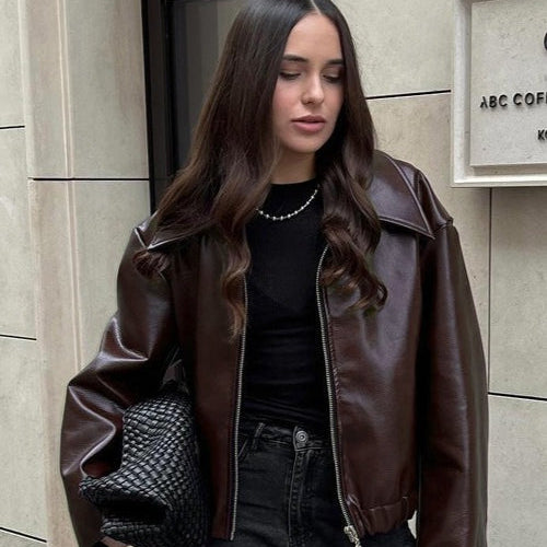 Trendy bikerjakke i PU-læder