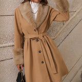 Mellemlang cardigan med hakkrave og knapper, foret med fløjl