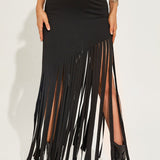 Gotisk mini-nederdel med punk-frynser