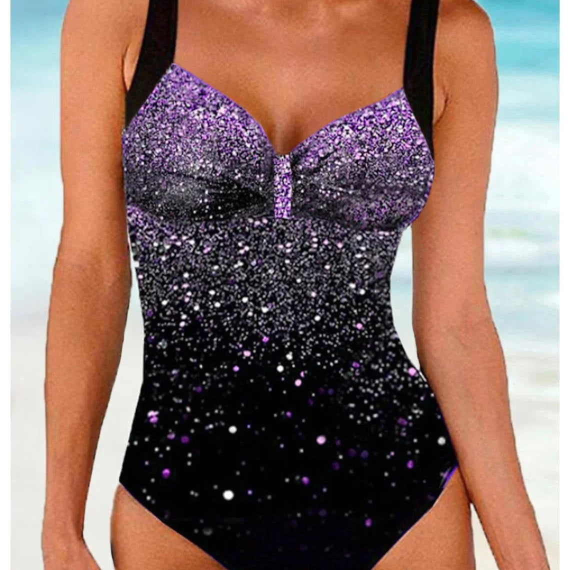 Badedragt til kvinder – Formende snit – Indbygget bh – Pailletteprint