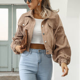 Kort fløjlsjakke med knapper