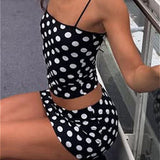 Todelt sæt: bustier-nederdel med polkaprikker