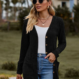 Langærmet vest i børstet ribstrik