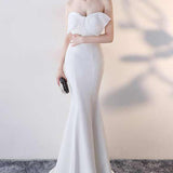 Maxi stropløs havfrue-aftenkjole uden sløjfe