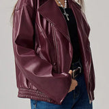 oversized læderjakke med lange ærmer