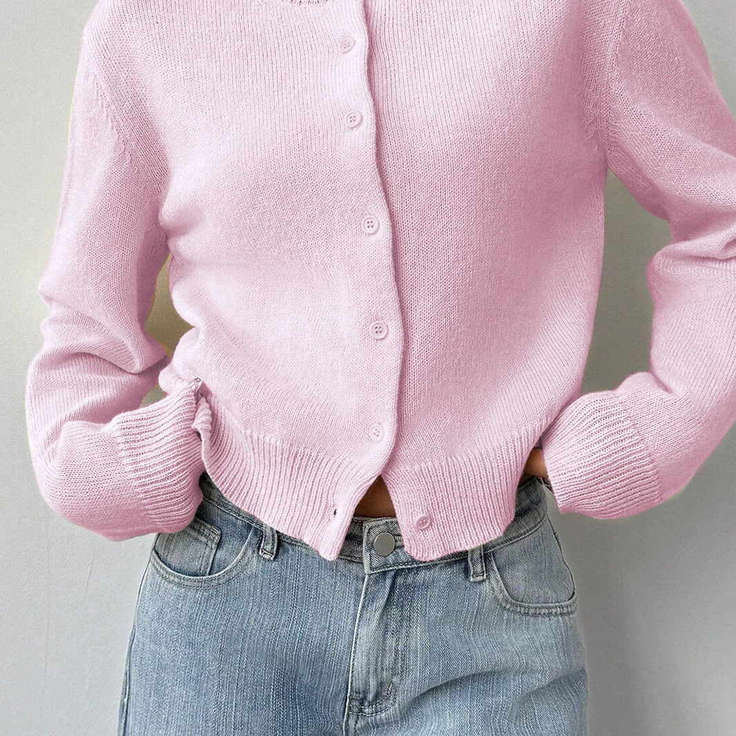 Let cardigan med rund hals og knapper