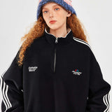 Retro sweatshirt med halv lynlås og høj hals