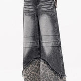 Jeans med brede ben og leopardprint