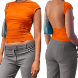 Dame Crop Top – Tætsiddende og strækbar – Korte ærmer – Høj hals – Komfortabel