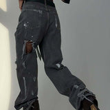 Jeans med brede ben og graffitiprint