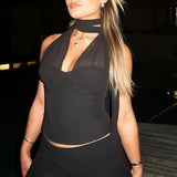 Sæt med tanktop og miniskørt uden ryg