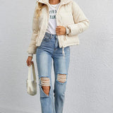 Dunjakke med kort høj krave