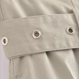 Højtaljede cargobukser med vide ben og bælte