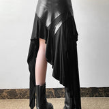 Trendy asymmetrisk nederdel med flæser